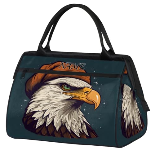 Falcon Head Handgezeichnete Reise-Sporttasche für Damen, Essentials, individueller Namen, Handgepäck, Turnbeutel, personalisiertes Zubehör, große Tragetasche, Wochenendtasche, Damen, Strand, von cfpolar