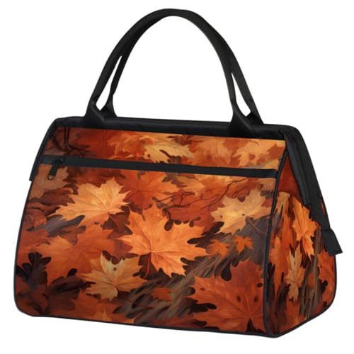 Fall Maple Leaves Branches Gym Bag for Women Men, Travel Sports Duffel Bag with Trolley Sleeve, Waterproof Sports Gym Bag Weekender Overnight Bag Carry On Tote Bag for Travel Gym Sport, Herbst von cfpolar