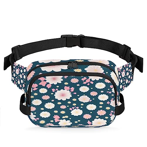 Fantasy Pastel Spring Flowers Fanny Pack for Men Women, Fashionable Crossbody Belt Bags Square Waist Pack with Adjustable Strap for Travel Hiking Workout Cycling Running von cfpolar