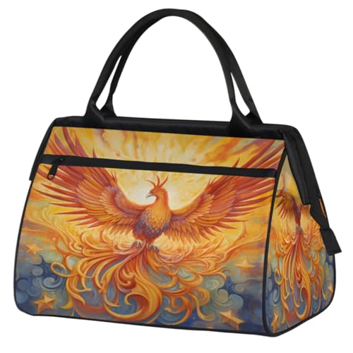 Fire Phoenix Pattern Gym Bag for Women Men, Travel Sports Duffel Bag with Trolley Sleeve, Waterproof Sports Gym Bag Weekender Overnight Bag Carry On Tote Bag for Travel Gym Sport, von cfpolar