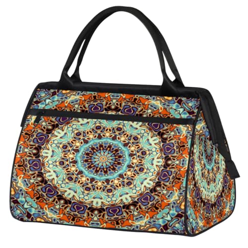 Floral Green Mandala Gym Bag for Women Men, Travel Sports Duffel Bag with Trolley Sleeve, Waterproof Sports Gym Bag Weekender Overnight Bag Carry On Tote Bag for Travel Gym Sport, Floral Green von cfpolar