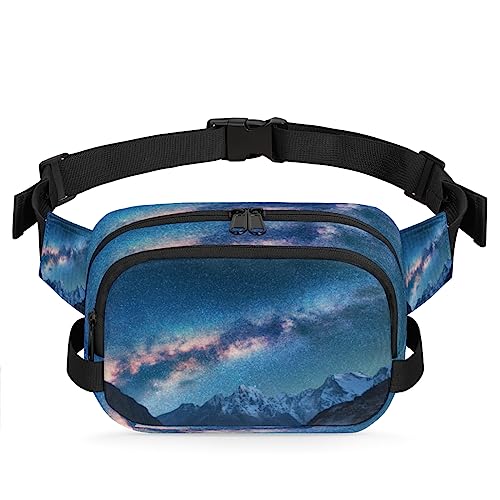 Galaxy Moutains Painting Fanny Pack für Männer Frauen, wasserdichte Reise Quadratische Hüfttasche Pack, Crossbody Brustgurt Bum Sling Umhängetasche Geldbörse für Reisen Wandern Radfahren Laufen, von cfpolar