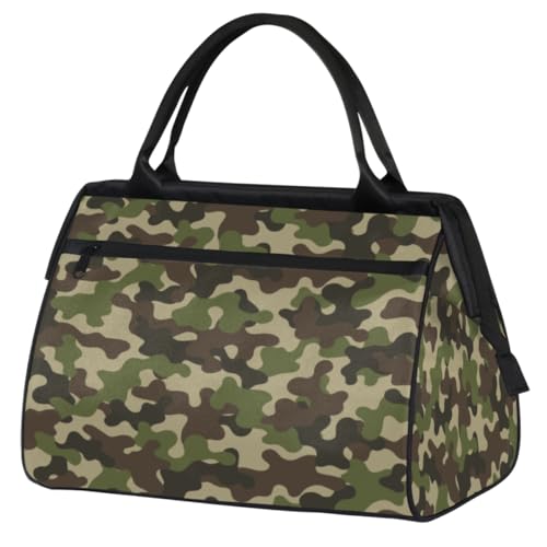 Grüne Camouflage-Turntasche für Damen und Herren, Reise-Sporttasche mit Trolleyhülle, wasserdichte Sporttasche, Weekender, Übernachtungstasche, Tragetasche für Reisen, Fitnessstudio, Sport, Grün von cfpolar