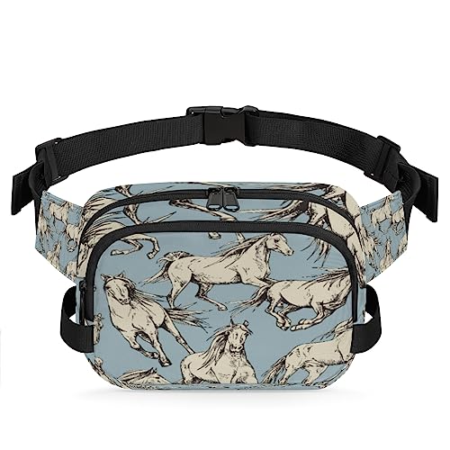 Hand Drawn Horse Fanny Pack for Men Women, Fashionable Crossbody Belt Bags Square Waist Pack with Adjustable Strap for Travel Hiking Workout Cycling Running von cfpolar