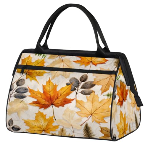 Herbst Ahornblätter Herbst Turnbeutel für Damen Herren, Reise Sport Duffel Bag mit Trolleyhülle, wasserdichte Sport Gym Bag Weekender Übernachtung Tasche Carry On Tote Bag für Reisen Gym Sport, Herbst von cfpolar