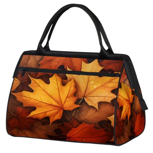 Herbst Ahornblätter Wasser Turnbeutel für Damen Herren, Reise Sport Duffel Bag mit Trolleyhülle, wasserdichte Sport Gym Bag Weekender Übernachtung Tasche Carry On Tote Bag für Reisen Gym Sport, Herbst von cfpolar