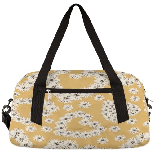 Herbst Gänseblümchen Herzform Blume Kinder Duffle Bag Mädchen Tanztasche Leicht Wasserabweisend Faltbar Sport Gym Bag Weekender Übernachtung Übernachtung Handgepäck Reisetasche für Jungen Mädchen von cfpolar