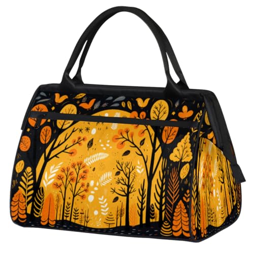 Herbst Gelb Orange Baum Blätter Turnbeutel für Damen Herren, Reise Sport Duffel Bag mit Trolleyhülle, wasserdichte Sport Gym Bag Weekender Übernachtung Tasche Carry On Tote Bag für Reisen Gym Sport, von cfpolar