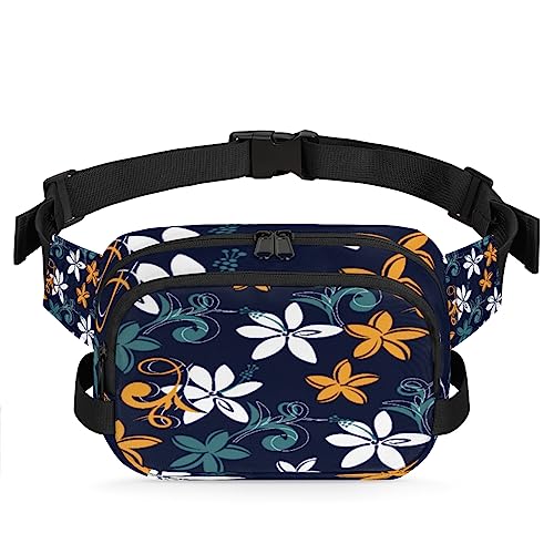 Hibiskus-Sommer-Muster, Bauchtasche für Männer und Frauen, modische Crossbody-Gürteltaschen, quadratische Hüfttasche mit verstellbarem Riemen für Reisen, Wandern, Workout, Radfahren, Laufen von cfpolar