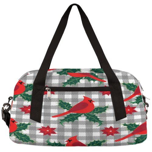 Holly Leaves And Poinsettia Flowers Kids Duffle Bag Girls Dance Bag Lightweight Water Resistant Foldable Sports Gym Bag Weekender Overnight Sleepover Carry On Travel Bag for Boys Girls von cfpolar