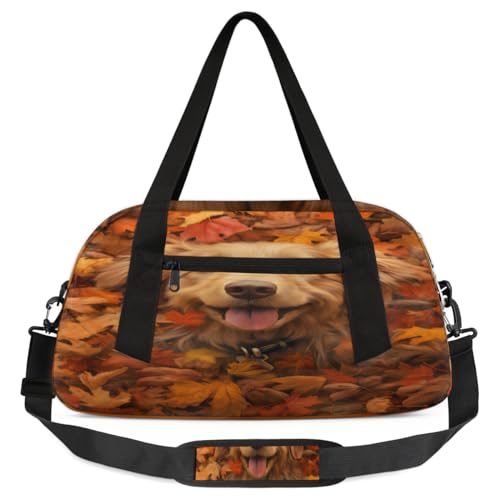 Hundetasche für Kinder, Motiv: Herbst-Ahornblätter, leicht, wasserabweisend, faltbar, Sport, Turnbeutel, Wochenender, Übernachtung, Handgepäcktasche für Schule, Praxis, Reisen, Jungen und Mädchen, von cfpolar