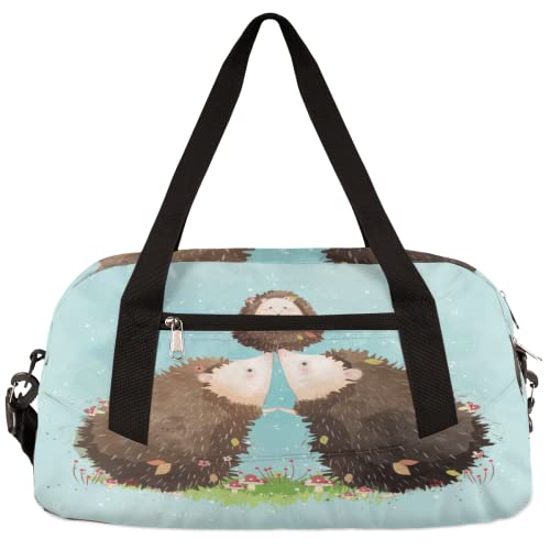 Igel Familie Gras Kinder Duffle Bag Mädchen Tanztasche Leicht Wasserabweisend Faltbar Sport Gym Bag Weekender Übernachtung Übernachtung Handgepäck Reisetasche für Jungen Mädchen von cfpolar