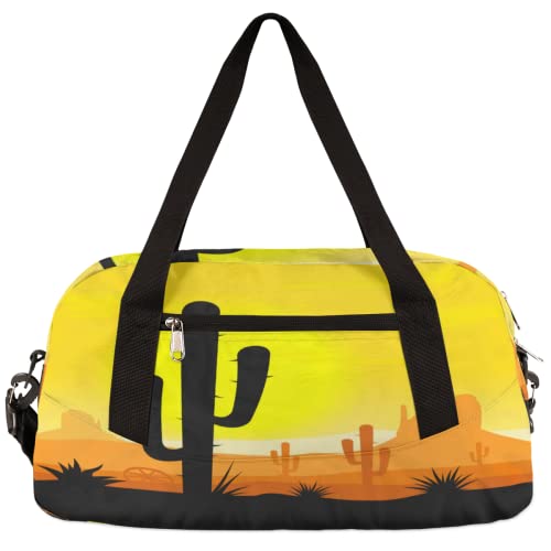 Kaktuspflanzen Wüste Kinder Duffle Bag Mädchen Tanztasche Leicht Wasserabweisend Faltbar Sport Gym Bag Weekender Übernachtung Übernachtung Handgepäck Reisetasche für Jungen Mädchen, Wüste von cfpolar