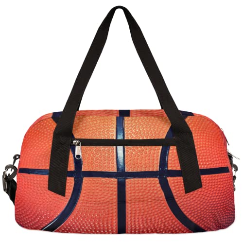 Kinder Duffle Bag Mädchen Tanztasche Leicht Wasserabweisend Faltbar Sport Gym Bag Weekender Übernachtung Übernachtung Handgepäck Reisetasche für Jungen Mädchen, Basketball-Textur von cfpolar