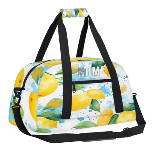 Kinder-Übernachtungstasche, Motiv: Frucht-Zitrone, Aquarell, personalisierbar, Wochenendtasche, Reisetasche, Reisetasche für Teenager, Jungen, Fitnessstudio, Fußball, Handgepäck, Maletas, Para Niños, von cfpolar