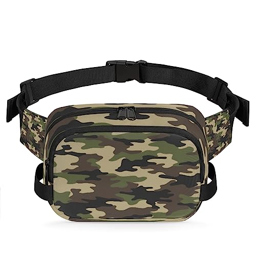 Klassische Bauchtasche mit Camouflage-Muster für Männer und Frauen, modische Crossbody-Gürteltaschen, quadratische Hüfttasche mit verstellbarem Riemen für Reisen, Wandern, Workout, Radfahren, Laufen von cfpolar