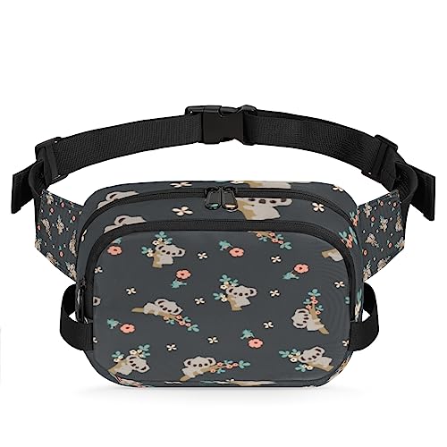 Koala Birds Flowers Tree Fanny Pack for Men Women, Fashionable Crossbody Belt Bags Square Waist Pack with Adjustable Strap for Travel Hiking Workout Cycling Running von cfpolar