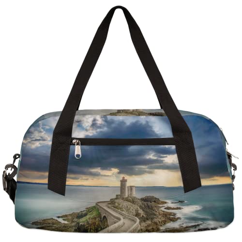 Lighthouse Dark Cloud Kinder Duffle Bag Mädchen Tanztasche Leicht Wasserabweisend Faltbar Sport Gym Bag Weekender Übernachtung Übernachtung Handgepäck Reisetasche für Jungen Mädchen von cfpolar