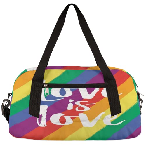 Love Is Love Lgbt Regenbogen Kinder Duffle Bag Mädchen Tanztasche Leicht Wasserabweisend Faltbar Sport Gym Bag Weekender Übernachtung Übernachtung Handgepäck Reisetasche für Jungen Mädchen von cfpolar