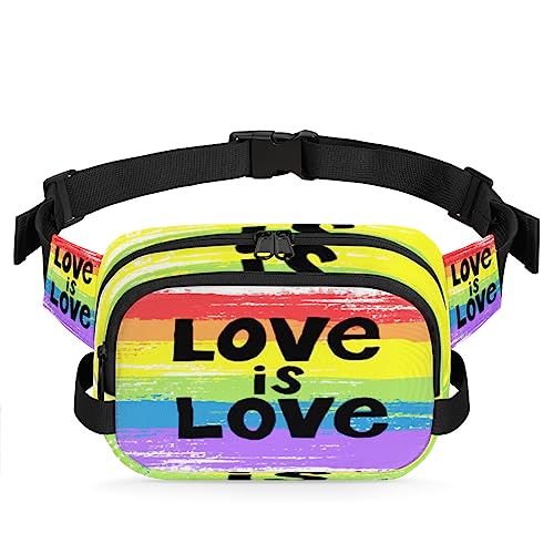 Love Is Love Rainbow Painting Fanny Pack for Men Women, Fashionable Crossbody Belt Bags Square Waist Pack with Adjustable Strap for Travel Hiking Workout Cycling Running von cfpolar