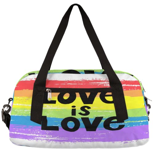 Love Is Love Rainbow Painting Kinder Duffle Bag Mädchen Tanztasche Leicht Wasserabweisend Faltbar Sport Gym Bag Weekender Übernachtung Übernachtung Handgepäck Reisetasche für Jungen Mädchen von cfpolar