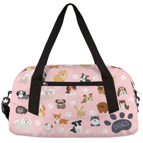 Lovely Dogs Paws Kinder Duffle Bag Mädchen Tanztasche Leicht Wasserabweisend Faltbar Sport Gym Bag Weekender Übernachtung Übernachtung Handgepäck Reisetasche für Jungen Mädchen von cfpolar