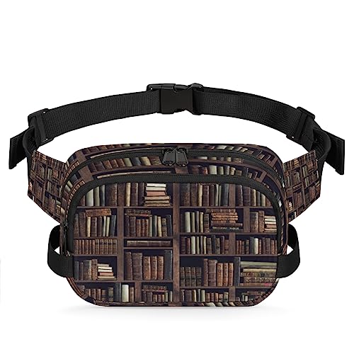 Lustige Bücher Bücherregal Bauchtasche für Männer Frauen, wasserdichte Reise Quadratische Hüfttasche Pack, Crossbody Brustgurt Bauchschlinge Umhängetasche Geldbörse für Reisen Wandern Radfahren von cfpolar