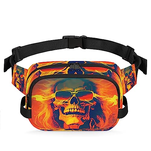 Lustige Totenkopf-Brille, Bauchtasche für Männer und Frauen, wasserdichte Reise-quadratische Hüfttasche, Umhängetasche, Brustgürtel, Bauchschlinge, Schultertasche, Geldbörse für Reisen, Wandern, von cfpolar