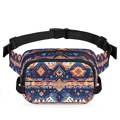 Mehrfarbige Bauchtasche mit Azteken-Ethno-Muster für Männer und Frauen, modische Crossbody-Gürteltaschen, quadratische Hüfttasche mit verstellbarem Riemen für Reisen, Wandern, Workout, Radfahren, von cfpolar