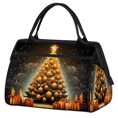 Merry Christmas Tree Ballon Geschenke Turnbeutel für Damen Herren, Reise Sport Duffel Bag mit Trolleyhülle, wasserdichte Sport Gym Bag Weekender Übernachtung Tasche Carry On Tote Bag für Reisen Gym von cfpolar