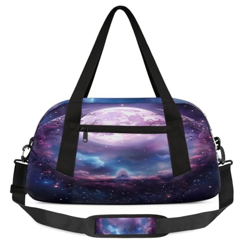 Mystical Galaxy Full Moon Kinder-Duffle-Tasche, leicht, wasserabweisend, faltbar, Sporttasche, Wochenender, Übernachtung, Handgepäcktasche für Schule, Praxis, Reisen, Jungen und Mädchen, Mehrfarbig von cfpolar