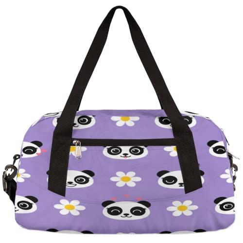 Niedliche Panda Floral Daisy Kinder Duffle Bag Mädchen Tanztasche Leicht Wasserabweisend Faltbar Sport Gym Bag Weekender Übernachtung Übernachtung Handgepäck Reisetasche für Jungen Mädchen von cfpolar