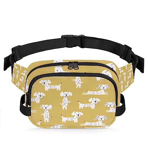 Niedliche Tier-Punkte Hunde Bauchtasche für Männer Frauen, wasserdichte Reise Quadratische Hüfttasche Pack, Crossbody Brustgurt Bauchschlinge Schultertasche Geldbörse für Reisen Wandern Radfahren von cfpolar