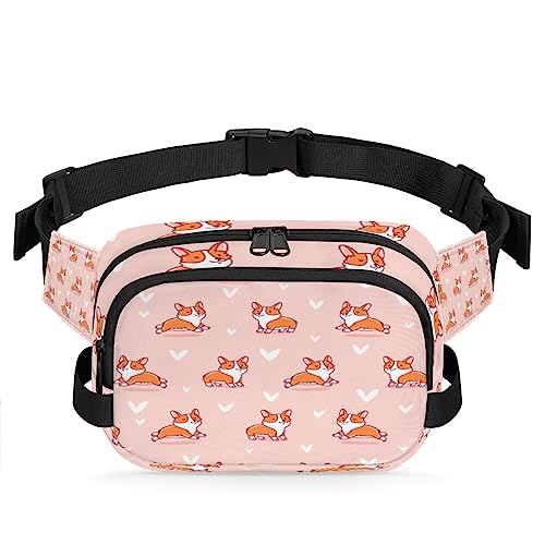 Niedliche Tiere Fuchs rosa Hintergrund Bauchtasche für Männer Frauen, wasserdichte Reise Quadratische Hüfttasche Pack, Crossbody Brustgurt Bauchschlinge Schultertasche Geldbörse für Reisen Wandern von cfpolar