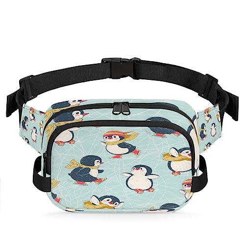 Niedlicher Pinguin-Schal, Eislaufen, Bauchtasche für Männer und Frauen, wasserdicht, für Reisen, quadratisch, Hüfttasche, Umhängetasche, Brustgurt, Bauchschlinge, Schultertasche, Geldbörse für Reisen, von cfpolar