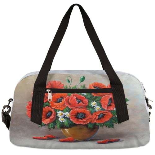 Ölgemälde Blumenstrauß Blumen Kinder Duffle Bag Mädchen Tanztasche Leicht Wasserabweisend Faltbar Sport Gym Bag Weekender Übernachtung Übernachtung Handgepäck Reisetasche für Jungen Mädchen von cfpolar