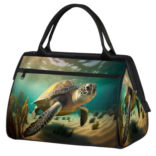 Ocean Animal Sea Turtle Gym Bag for Women Men, Travel Sports Duffel Bag with Trolley Sleeve, Waterproof Sports Gym Bag Weekender Overnight Bag Carry On Tote Bag for Travel Gym Sport, Ozean Tier von cfpolar