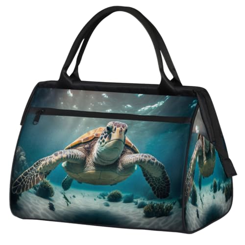 Ocean Marine Animal Sea Turtle Gym Bag for Women Men, Travel Sports Duffel Bag with Trolley Sleeve, Waterproof Sports Gym Bag Weekender Overnight Bag Carry On Tote Bag for Travel Gym Sport, Ozean von cfpolar