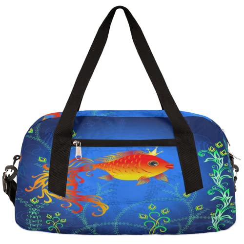 Ocean Sea Goldfish Kinder Duffle Bag Mädchen Tanztasche Leicht Wasserabweisend Faltbar Sport Gym Bag Weekender Übernachtung Übernachtung Handgepäck Reisetasche für Jungen Mädchen von cfpolar