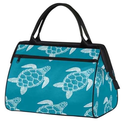 Ocean Sea Turtle Blue Background Gym Bag for Women Men, Travel Sports Duffel Bag with Trolley Sleeve, Waterproof Sports Gym Bag Weekender Overnight Bag Carry On Tote Bag for Travel Gym Sport, Ozean von cfpolar
