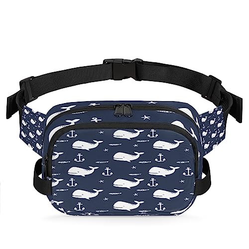 Ocean Sea Whale Anchor Fanny Pack for Men Women, Fashionable Crossbody Belt Bags Square Waist Pack with Adjustable Strap for Travel Hiking Workout Cycling Running von cfpolar