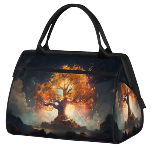 Orange Bright Tree Turnbeutel für Damen und Herren, Reise-Sporttasche mit Trolleyhülle, wasserdichte Sporttasche, Weekender, Übernachtungstasche, Tragetasche für Reisen, Fitnessstudio, Sport, Orange von cfpolar