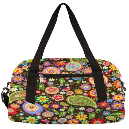 Ostern Bunte Eier Paisley Blume Kinder Duffle Bag Mädchen Tanztasche Leicht Wasserabweisend Faltbar Sport Gym Bag Weekender Übernachtung Übernachtung Handgepäck Reisetasche für Jungen Mädchen von cfpolar