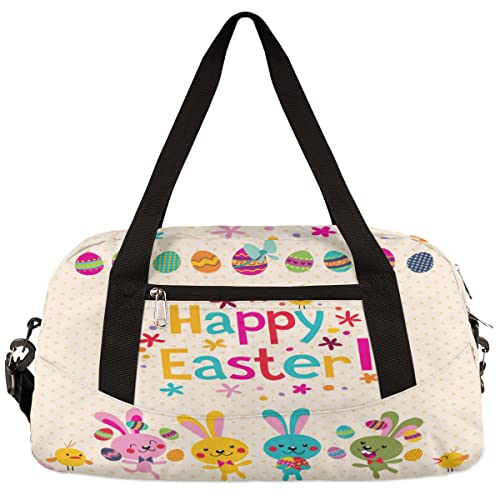 Ostern Niedliches Kaninchen Küken Kinder Duffle Bag Mädchen Tanztasche Leicht Wasserabweisend Faltbar Sport Gym Bag Weekender Übernachtung Übernachtung Handgepäck Reisetasche für Jungen Mädchen von cfpolar