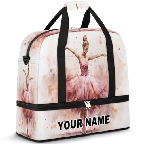 Personalisierbare, individuelle Reisetasche für Damen und Herren, personalisierbar, Sporttasche mit Schuhfach, faltbare Tanztasche, Wochenendtasche, Übernachtungstaschen, abstrakte Ballerina-Tanz, von cfpolar