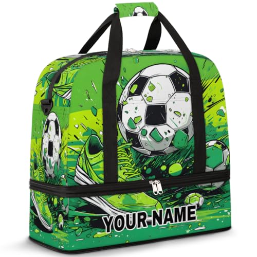 Personalisierbare Reisetasche für Damen und Herren, personalisierbar, Sporttasche mit Schuhfach, faltbare Tanztasche, Wochenendtasche, Übernachtungstasche, Sport-Fußball-Sneaker, von cfpolar