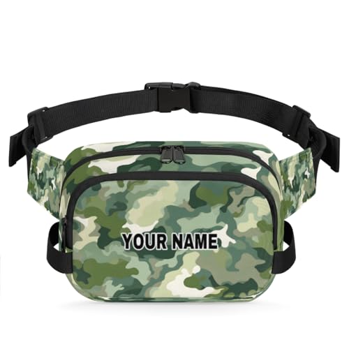 Personalisierte Bauchtasche für Herren und Damen, wasserdicht, individueller Namen, Reise-Hüfttasche, Brustgürtel, Bauchtasche, Umhängetasche, Geldbörse, Camouflage-Muster, Grün, Camouflage-Muster, von cfpolar