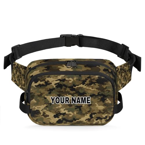 Personalisierte Bauchtasche für Herren und Damen, wasserdicht, individueller Namen, Reise-Hüfttasche, Brustgürtel, Bauchtasche, Umhängetasche, Geldbörse, grünes Camouflage, Schwarz, Camo, Grün, von cfpolar