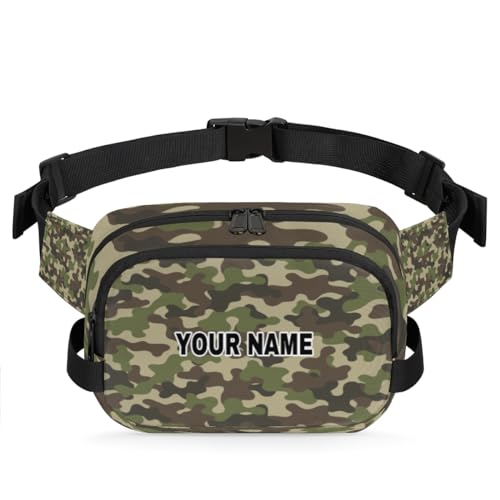 Personalisierte Bauchtasche für Männer und Frauen, wasserdicht, individueller Namen, Reise-Hüfttasche, Brustgürtel, Bauchtasche, Umhängetasche, Geldbörse, Camouflage, Grün, Grünes von cfpolar