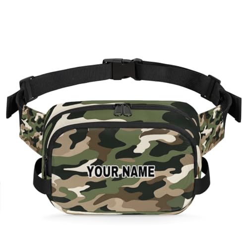 Personalisierte Bauchtasche für Männer und Frauen, wasserdicht, individueller Namen, Reise-Hüfttasche, Brustgürtel, Bauchtasche, Umhängetasche, Geldbörse, Grün, Schwarz, Braun, Camouflage, Grün, von cfpolar